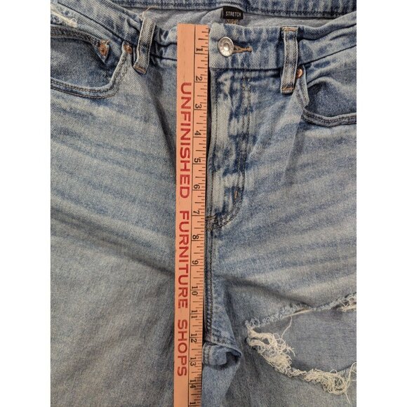 American Eagle Jeans Womens Size 12 Blue Destressed Curvy 90s Straight Whiskers - Picture 8 of 16